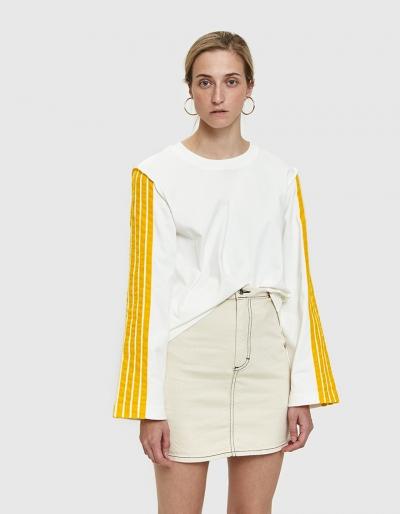 Dima Leu Velvet Stripe T-shirt In Yellow