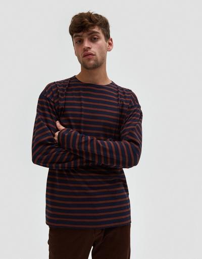 Mhl L/s Matelot Tee In Indigo/rust