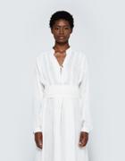 Black Crane Linen Belt In Eggshell