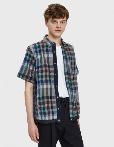 Sacai Sucker Check Shirt In Grey Check