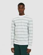 Reigning Champ Striped Terry Crewneck In Heather Ash/court Green