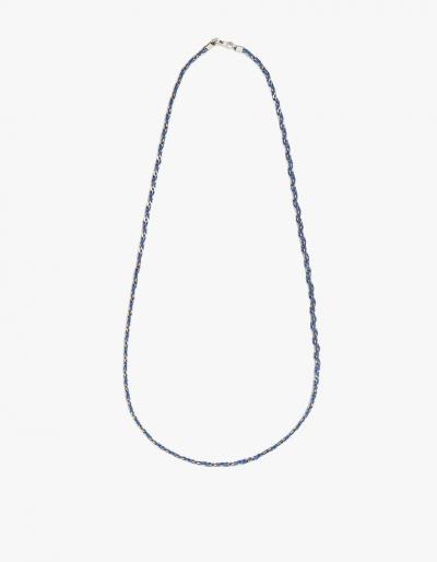 Caputo & Co. Hand-braided Silver Chain Necklace In Navy
