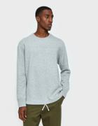 Reigning Champ Ls Panel Crewneck Mesh Double Knit In Heather Grey