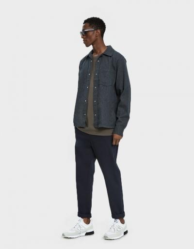 Acne Studios Button Up Flannel Shirt In Carbon Grey