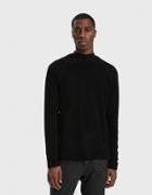 Wings+horns Felted Wool Crewneck Sweater In Black