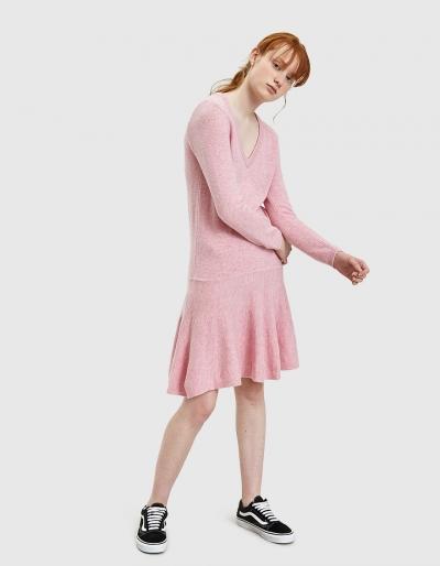 Ganni Mercer Knit Ruffle Hem Dress In