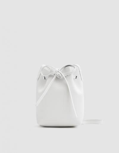 Mansur Gavriel Mini Mini Bucket Bag In White/navy