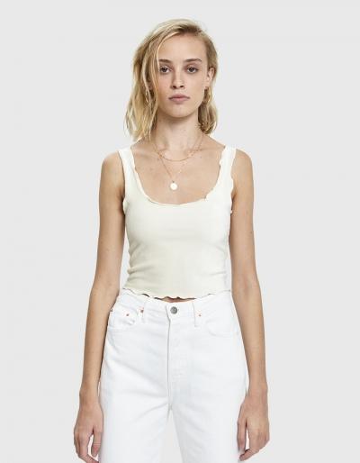 Which We Want Deedee Velour Crop Top In White