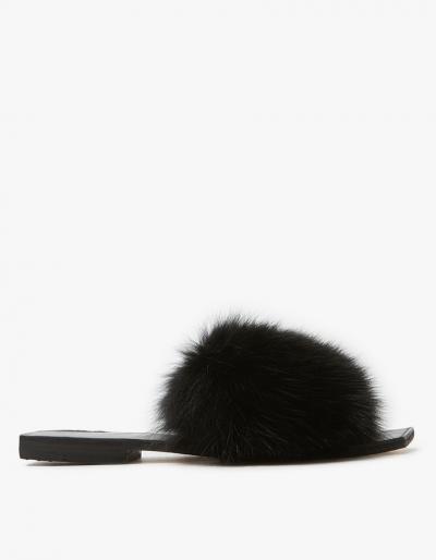 Parme Marin Furry Baby Slides In Black