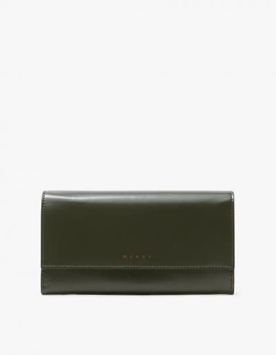Marni Fold Wallet In Dark Olive