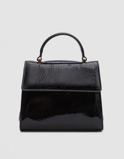 Maryam Nassir Zadeh Marlow Bag In Patent Black Crinkle