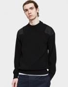 Jil Sander Crewneck Panel Sweater In Black
