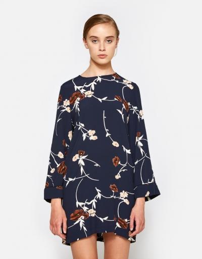 Ganni Dalton Crepe Mini Dress In Total Eclipse