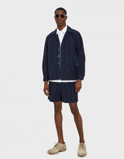 Beams Plus Camp Collar Shirt Jacket In Navy
