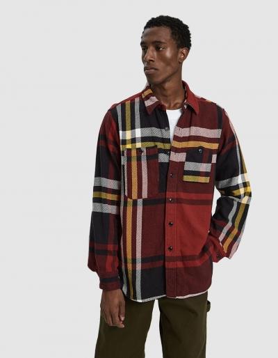 Engineered Garments Heavy Twill Plaid Work Shirt In Black/red/yellow