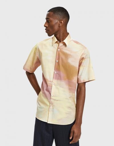 Cmmn Swdn Diedrik Short Sleeve Shirt In Digital Print