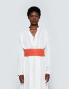 Black Crane Linen Belt In Paprika