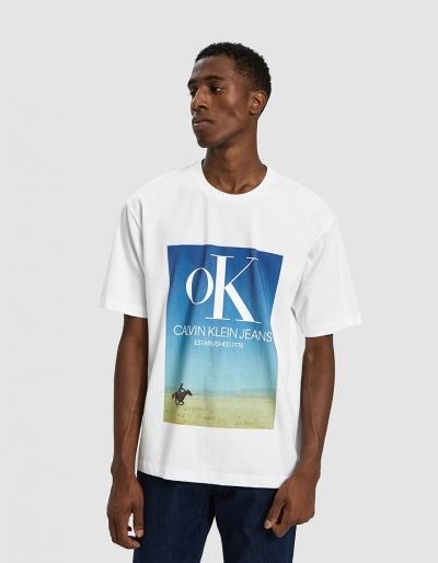 Calvin Klein Jeans Est. 1978 Ok Logo Landscape Print Tee