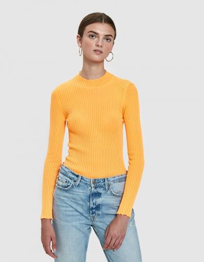 Msgm Ribbed Flo Knit Top In Orange