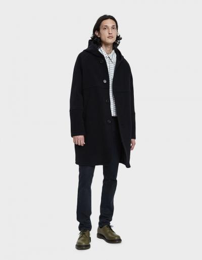 Our Legacy Felt Duffle Coat In Black Cocoon Wool