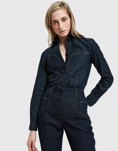 Colovos Bustier Shirt In Dark Blue