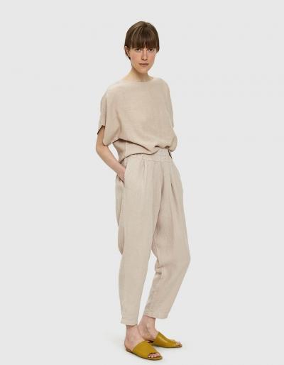 Black Crane Linen Carpenter Pant In Oatmeal