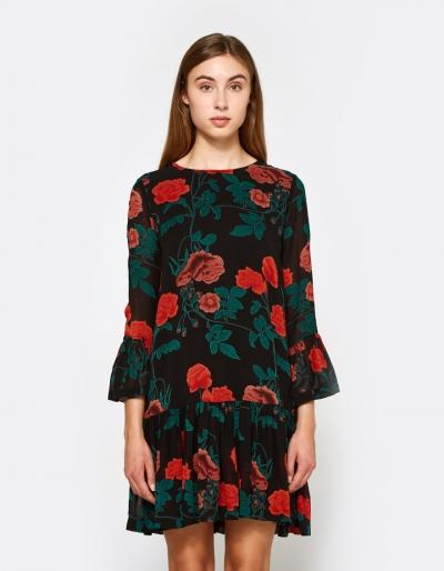 Ganni Newman Georgette Dress In Black