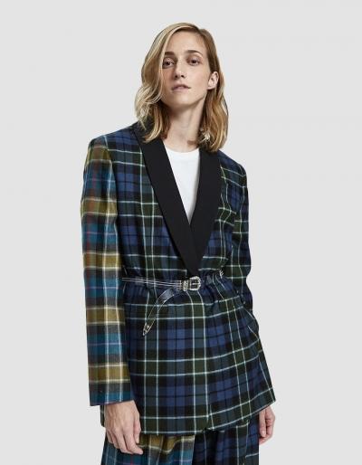 Tibi Tartan Oversized Tuxedo Blazer