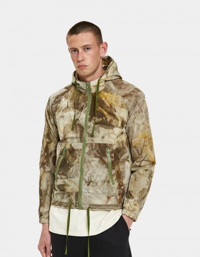 John Elliott Shell Jacket In Tan Olive Tie-dye