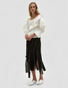 Rejina Pyo Lauren Denim Strip Panelled Skirt With Knots