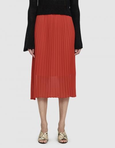 Just Female Moe Pleated Skirt In Ribbon Red