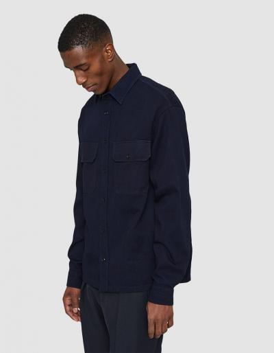 Lemaire Soft Military Shirt In Dark Indigo