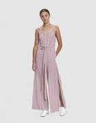 Farrow Harrison Striped Tie Waist Jumpsuit In Dark Pink