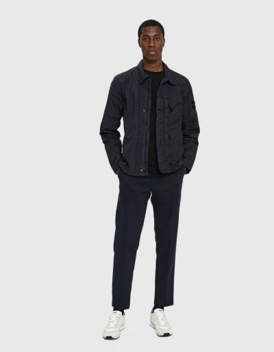 Stone Island Garment Dyed Crinkle Reps Light Overcoat In Navy Blue