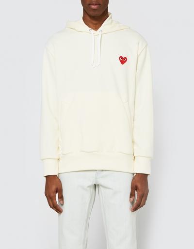 Comme Des Gar Ons Play Play Hooded Sweatshirt In Ivory