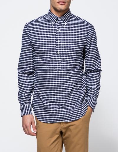Gitman Brothers Vintage Navy Check Flannel Oxford