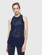 Adidas By Stella Mccartney Fitted Cotton Touch Yoga Tank In Navy