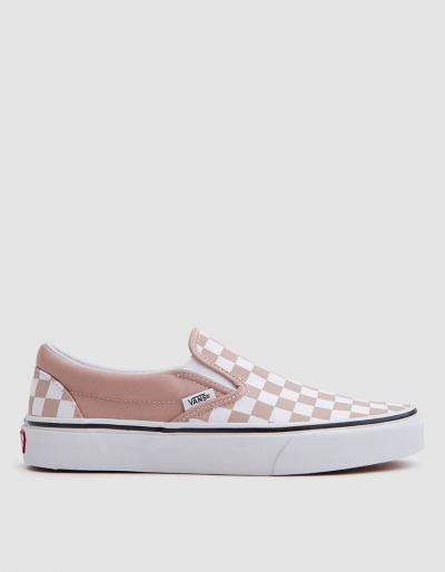 Vans Classic Slip On In Mahogany Rose/white Checker