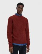 Norse Projects Birnir Cable Lambswool Sweater In Cabin Red