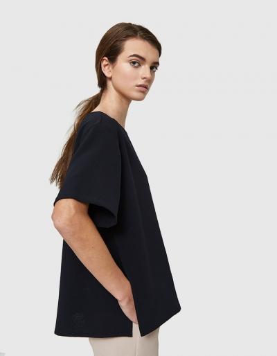 Kaarem Ironwood Short Sleeve Overlap Side Slit Pocket Top