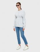 Collina Strada Smocked Crewneck Sweatshirt In Heather Grey