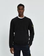 Stone Island Stretch Mercerized Fleece Crewneck Sweatshirt In Black
