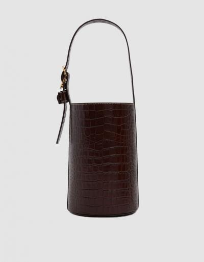 Trademark Small Croc Leather Bucket Bag