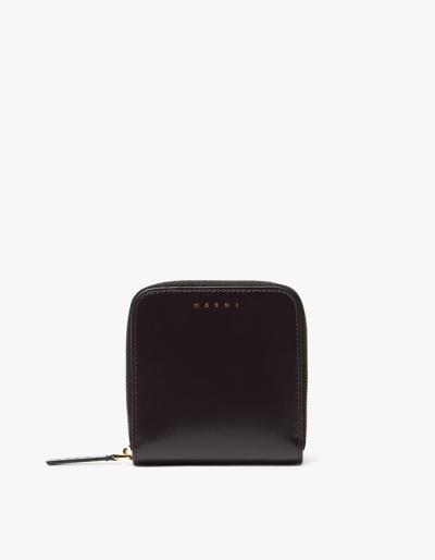 Marni Zip Wallet In Dark Eggplant