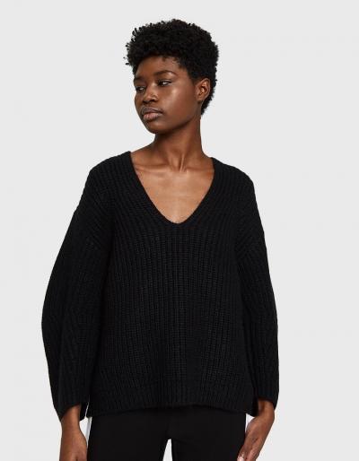 T By Alexander Wang Chunky Mohair Marl V-neck