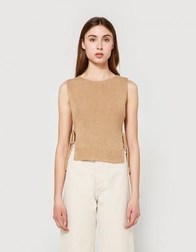Stelen Knit Panel Top In Camel