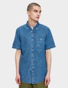Obey Keble Denim Woven Ss Shirt In