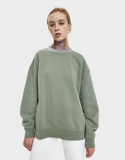 Acne Studios Yana Ribbed Sweatshirt In Dusty Green