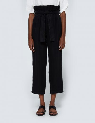 Black Crane Burlap Pants In Black