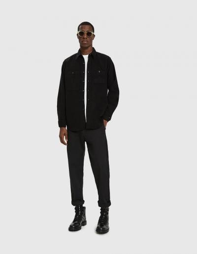 Engineered Garments Work Button Up Shirt In Black Cotton Flannel